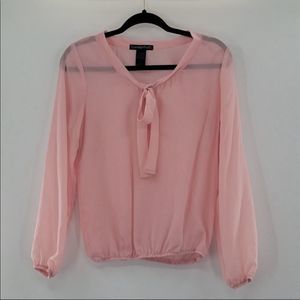 BEAUTIFUL AND ELEGANT SHEER PINK polyester Sz S blouse by Wishful Park